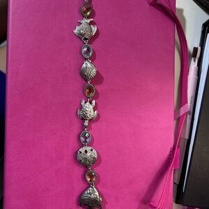 925 Silver Sea Life Statement Bracelet in Pink Accents